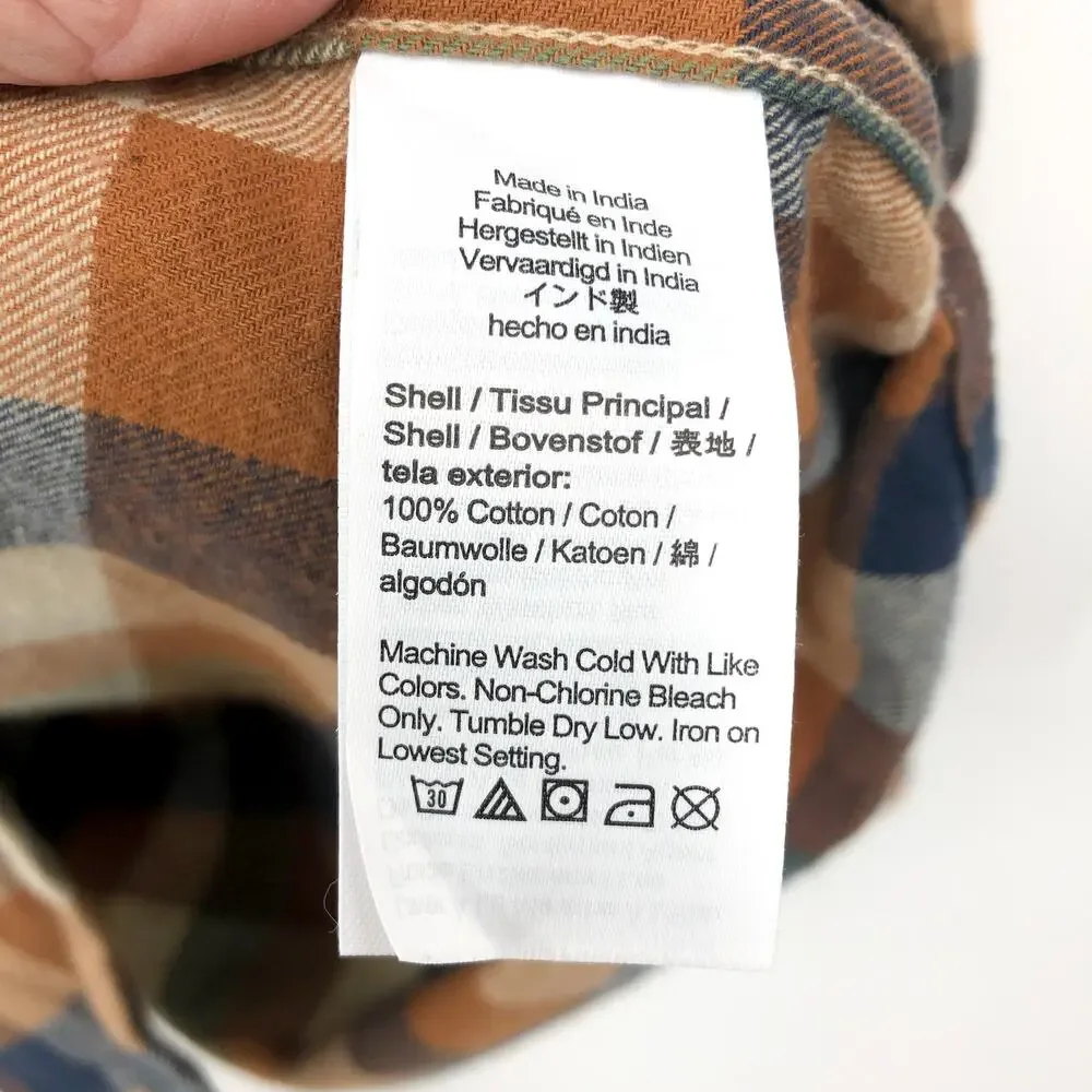 J.CREW Mens Slim Fit Flannel Shirt Large Brown Natural BU177 NWOT